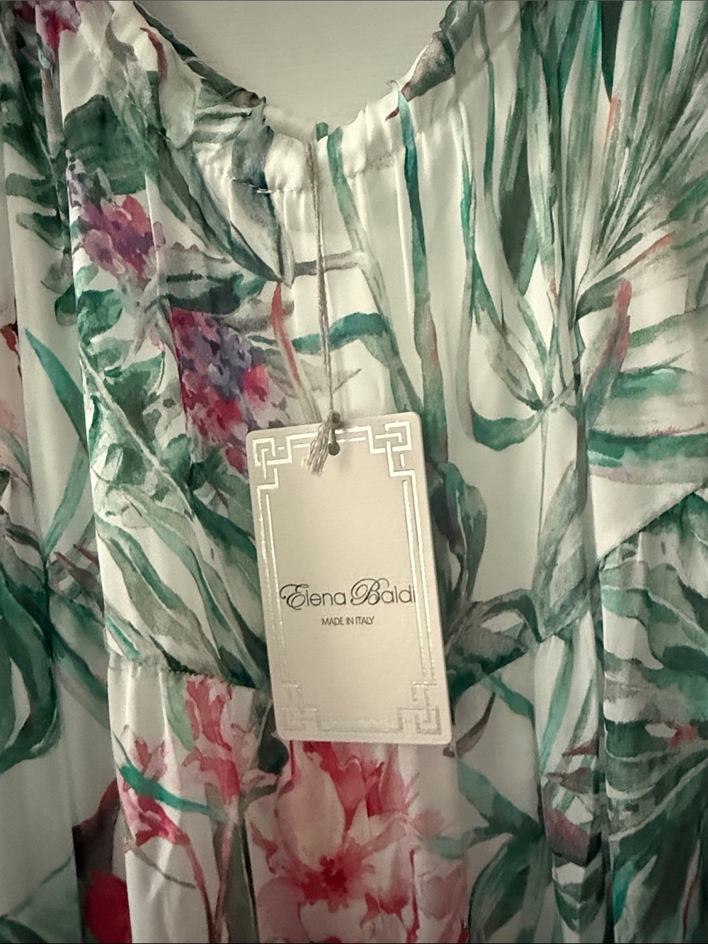 Green & Pink Tropical Print Maxi Dress with Spaghetti Straps - Picture 5 of 5